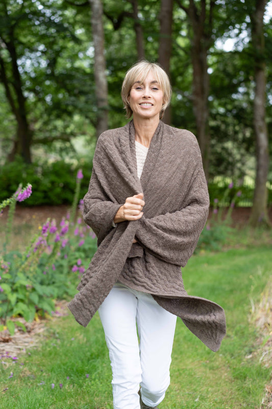 Alpaca Textured Wrap - Rose Brown