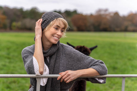 Alpaca Hat & Scarf Set - Blue Rose