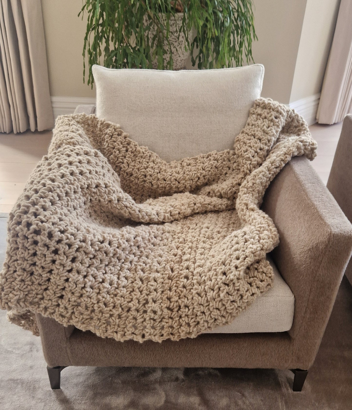UK Handmade Alpaca Blanket/Throw LUSH SAND