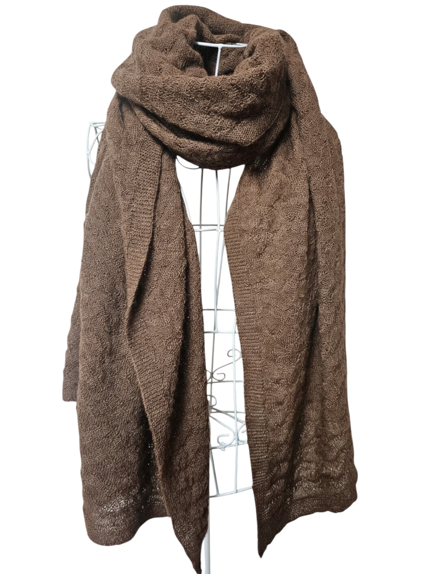 Alpaca Textured Wrap - Mid Brown