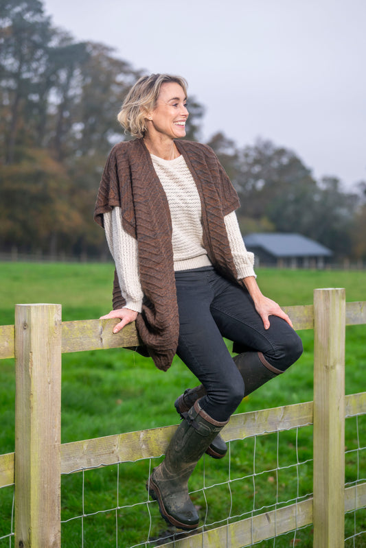 Alpaca Sleeveless Cardigan - The Chocolate Brown Luxe Mix