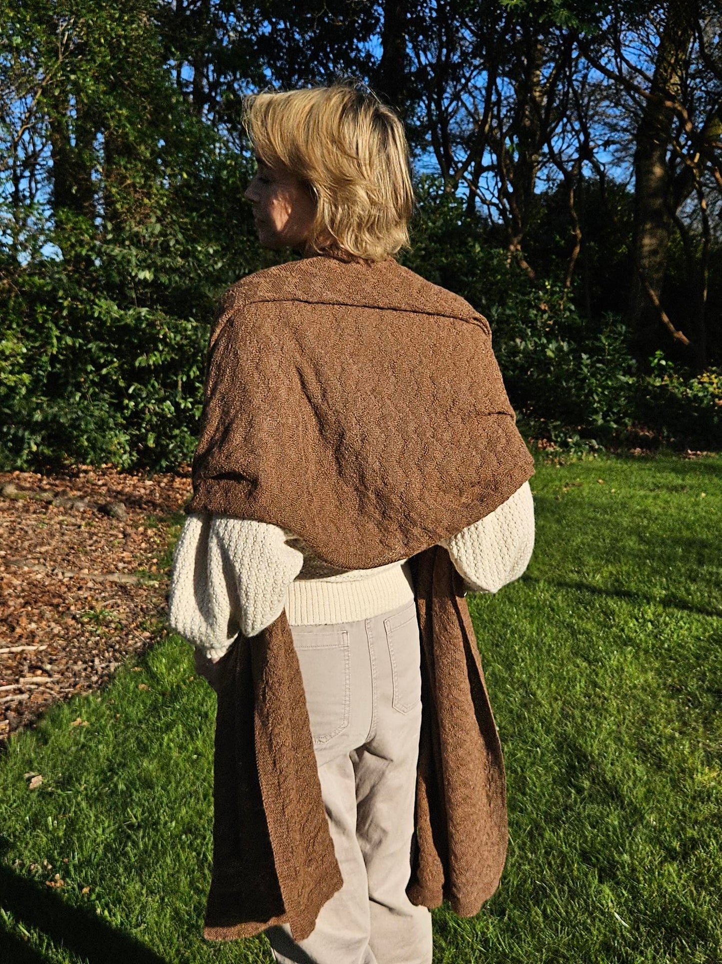 Alpaca Textured Wrap - Chestnut Light