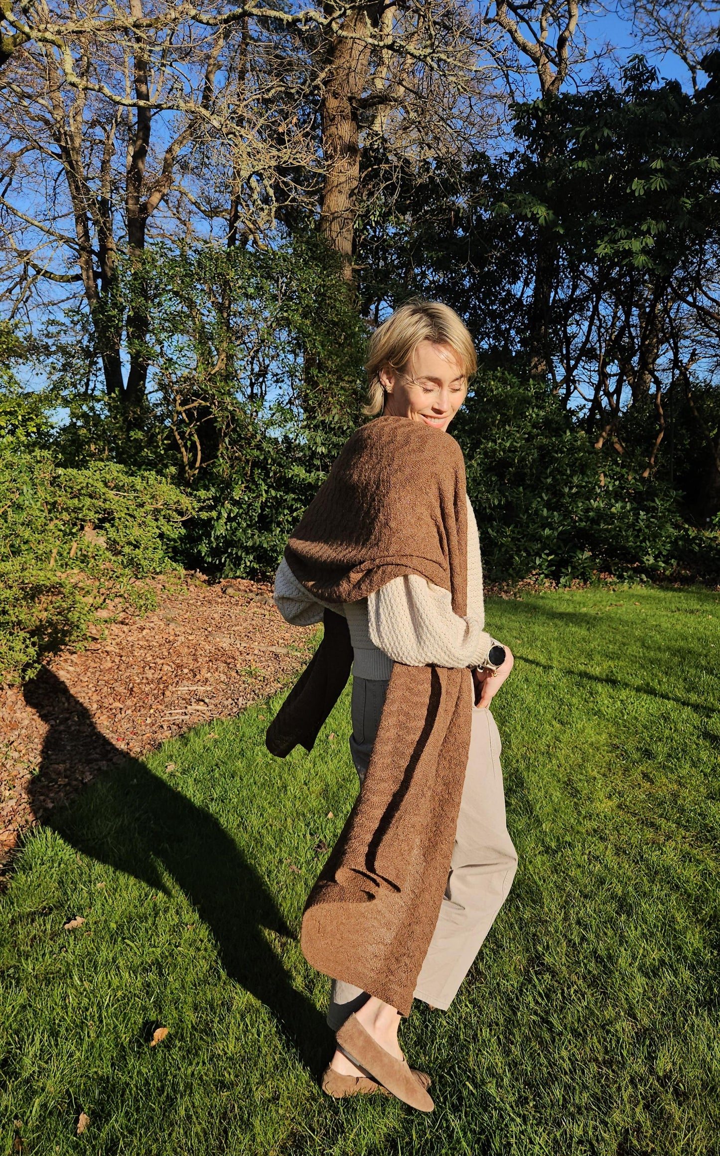 Alpaca Textured Wrap - Chestnut Light