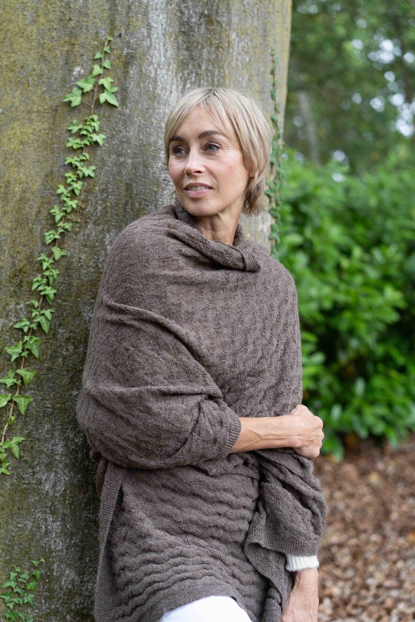 Alpaca Textured Wrap - Rose Brown