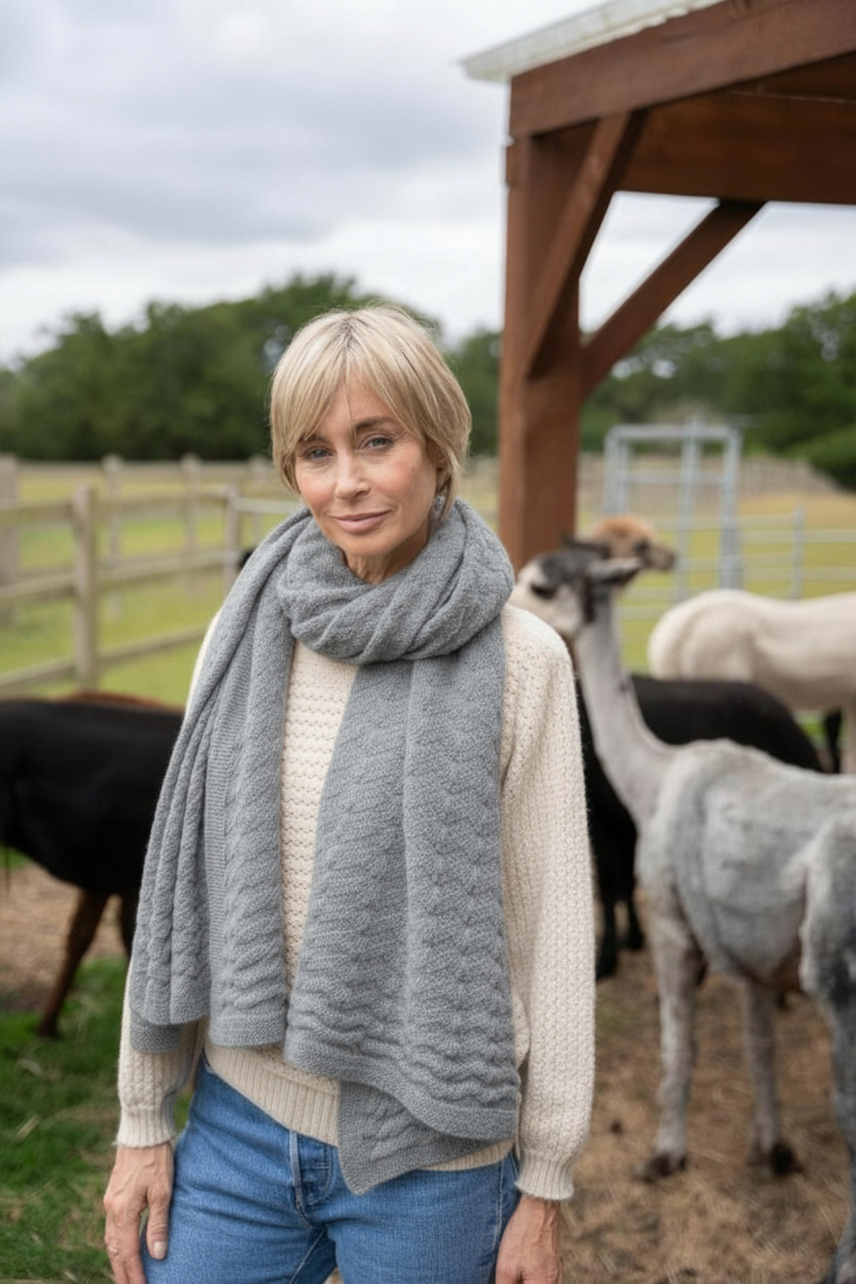 Alpaca Textured Wrap – Grey