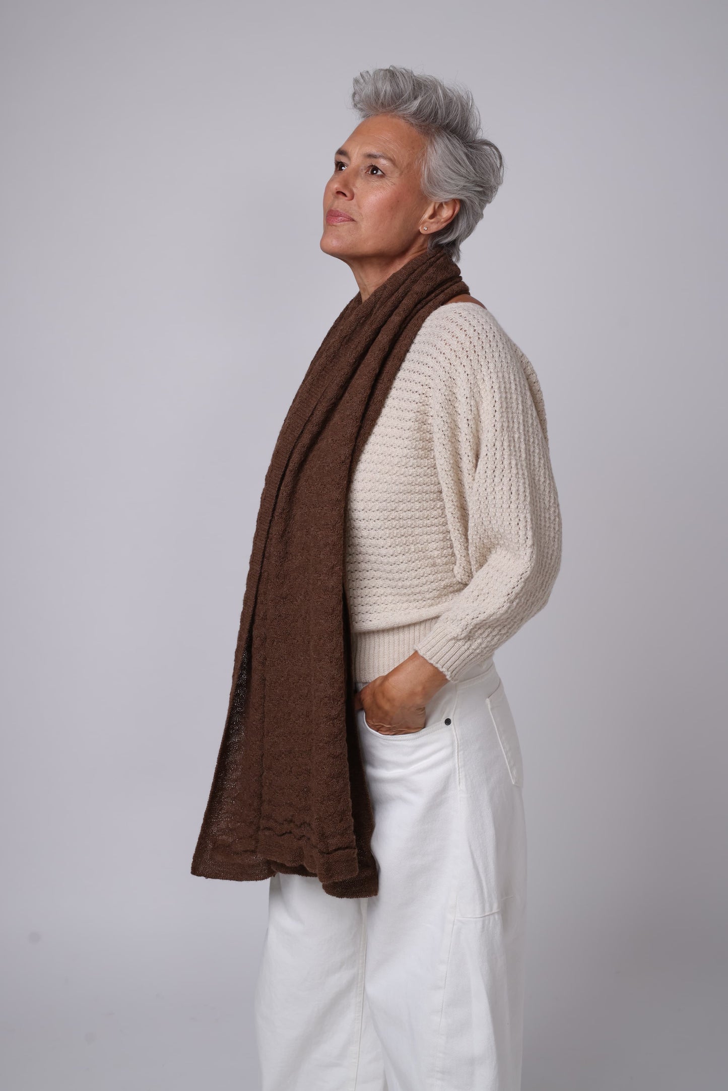 Alpaca Textured Wrap - Chestnut Light