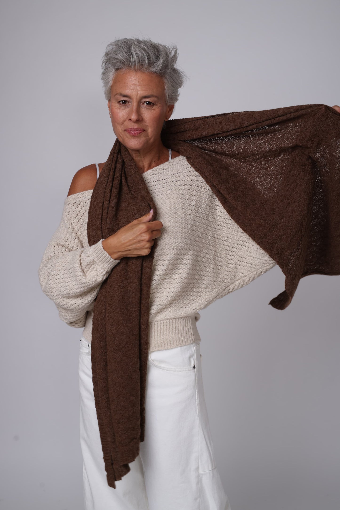 Alpaca Textured Wrap - Chestnut Light