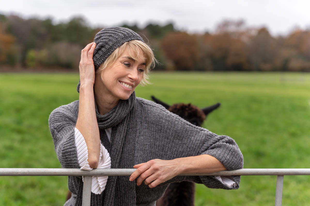 Alpaca Hat & Scarf Set - Blue Rose