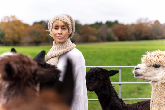 Alpaca Hat & Scarf Set - Dusty Rose