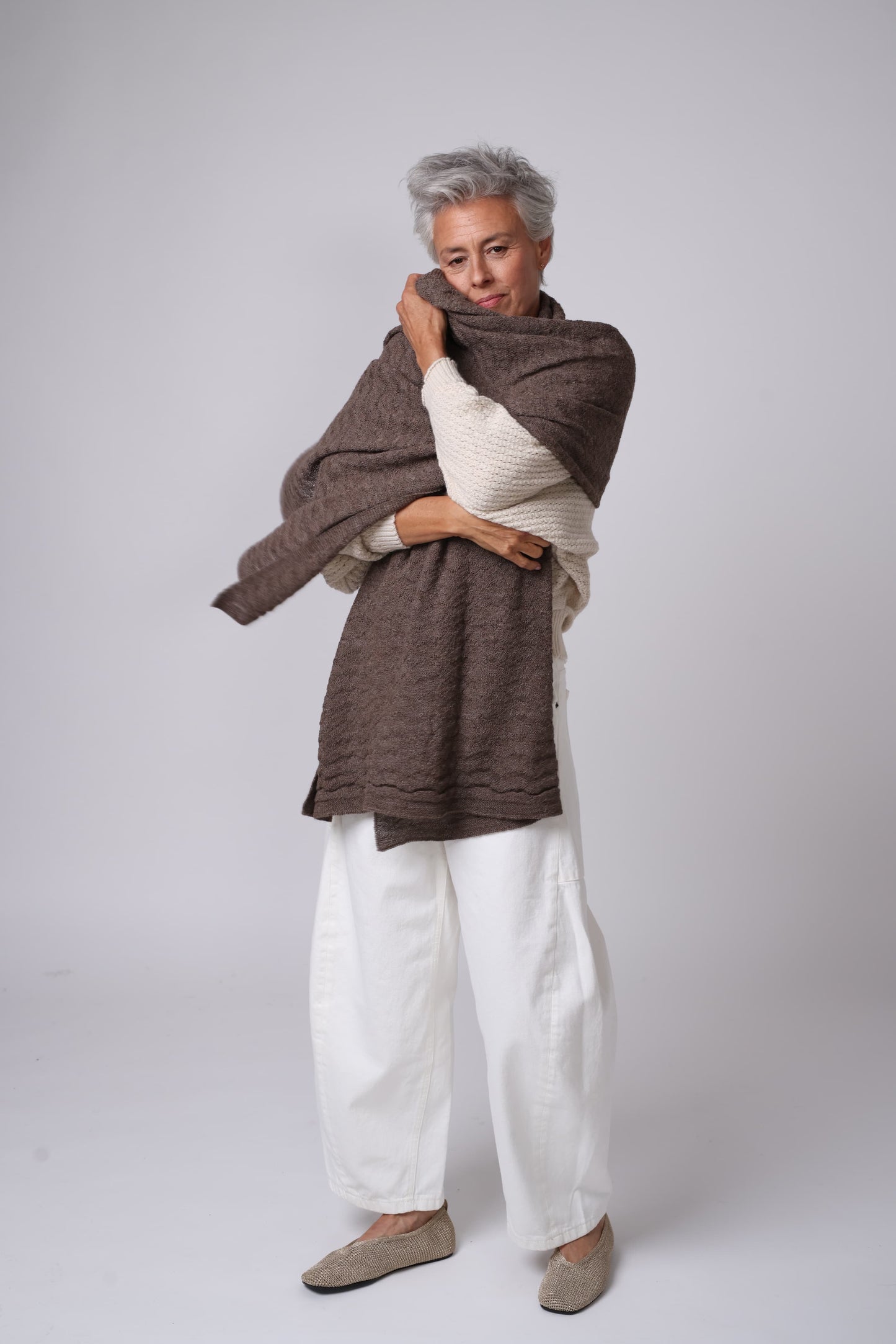 Alpaca Textured Wrap - Rose Brown