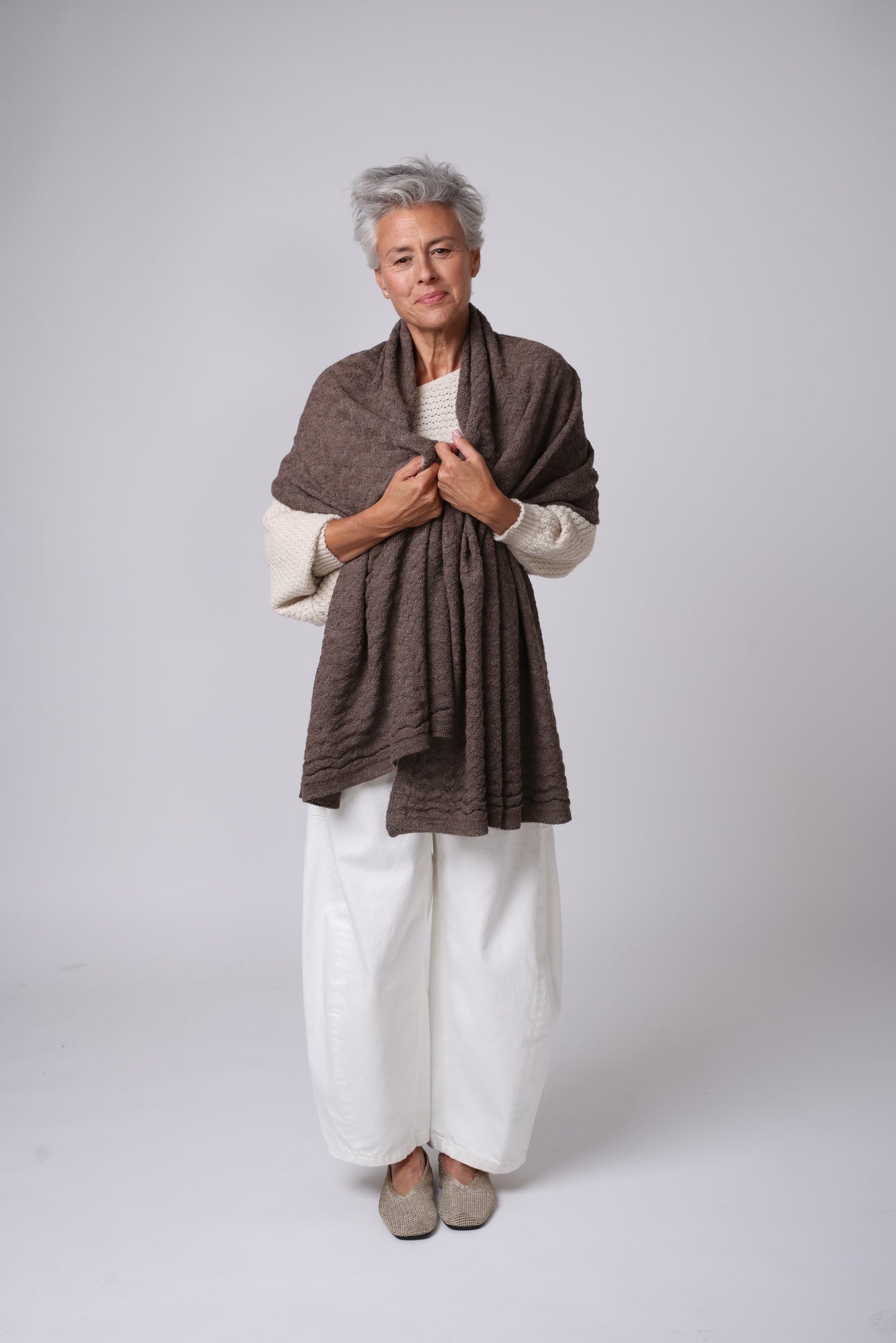 Alpaca Textured Wrap - Rose Brown
