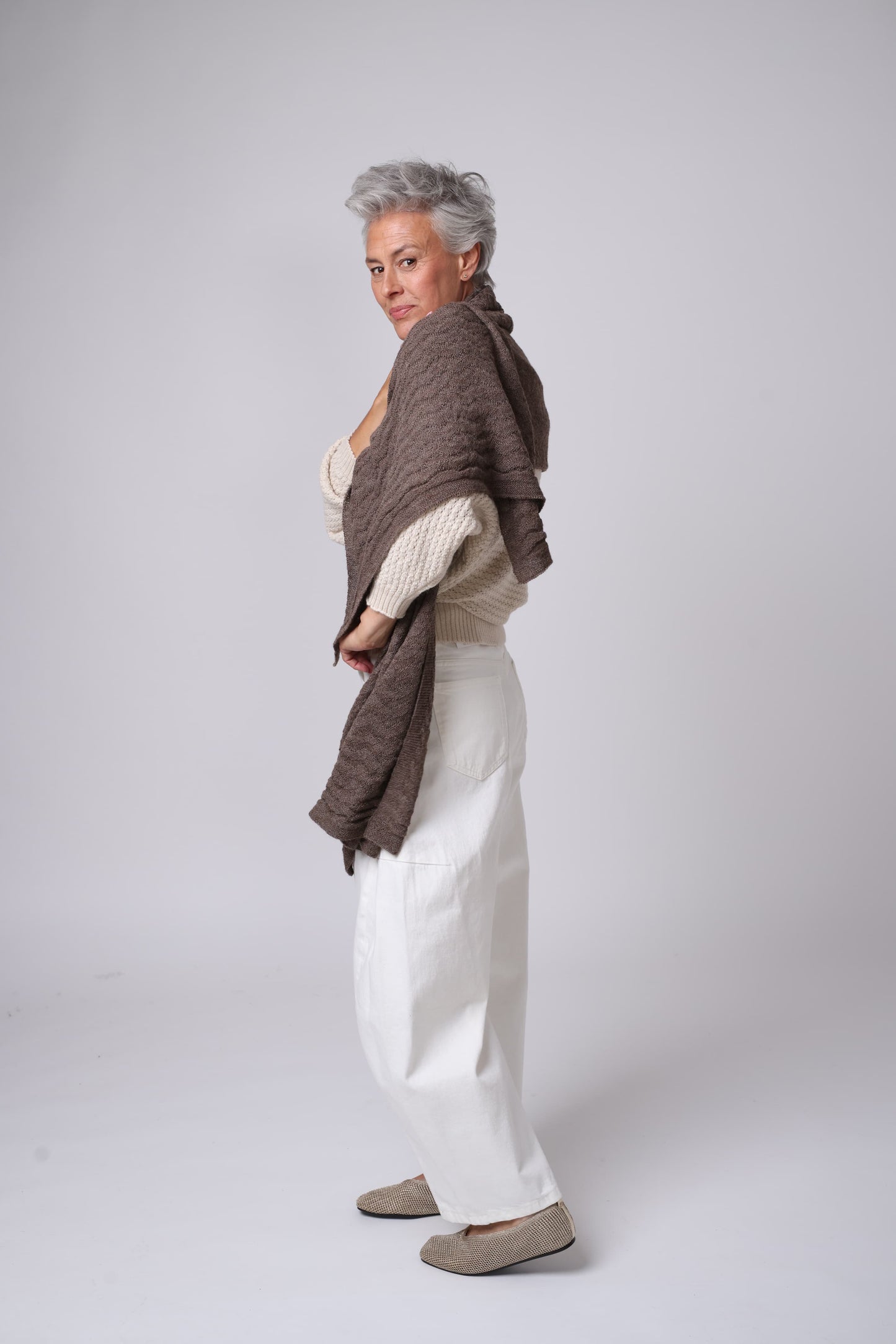 Alpaca Textured Wrap - Rose Brown