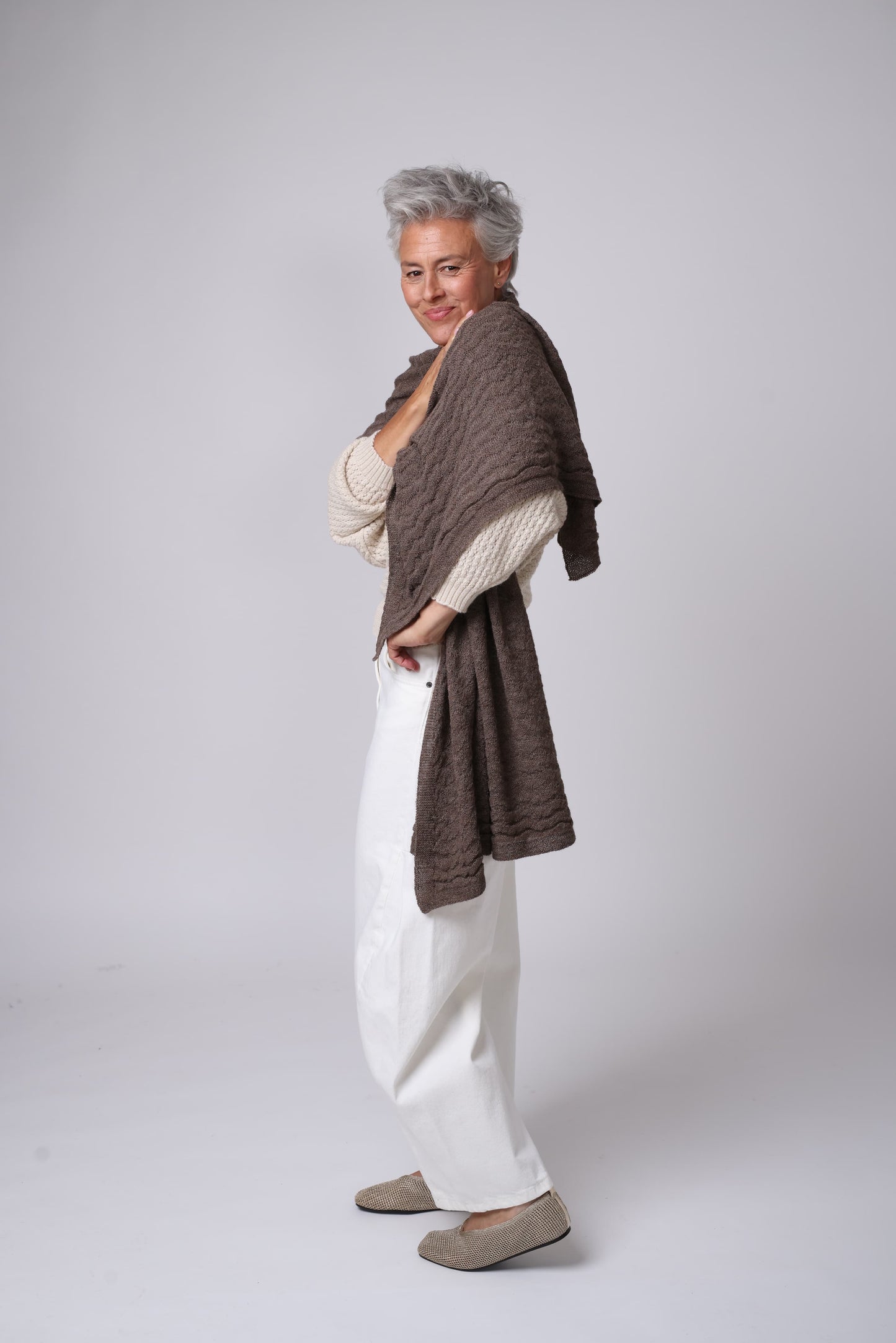 Alpaca Textured Wrap - Rose Brown