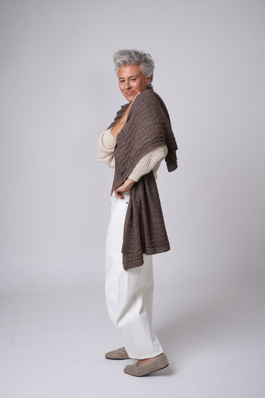 Alpaca Textured Wrap - Rose Brown