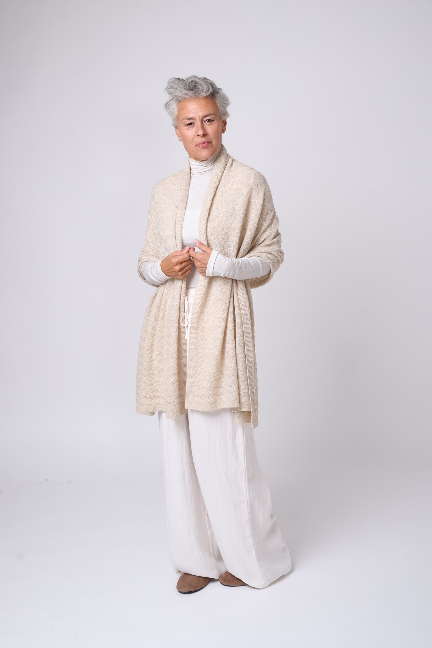 Alpaca Textured Wrap - Sand