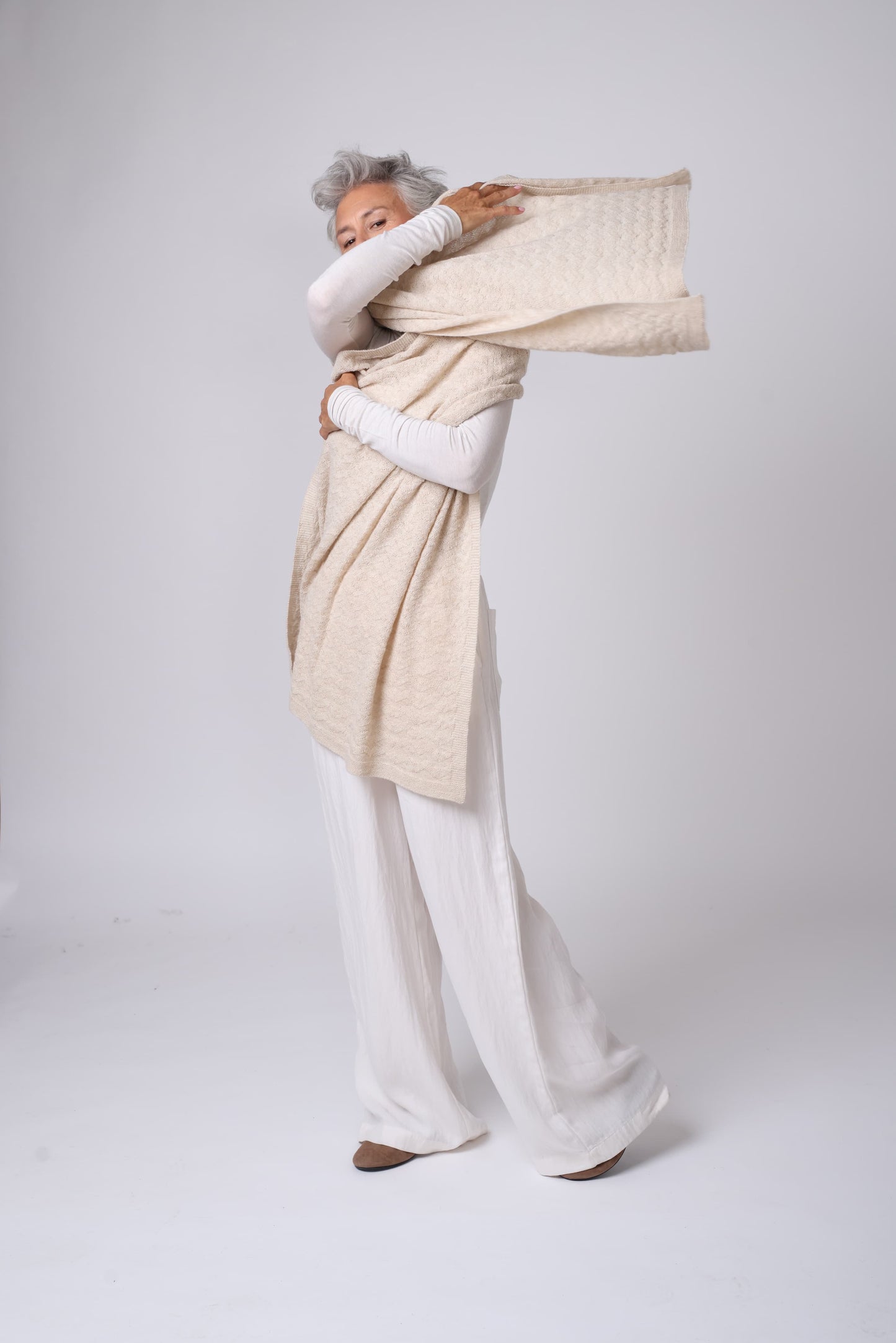 Alpaca Textured Wrap - Sand