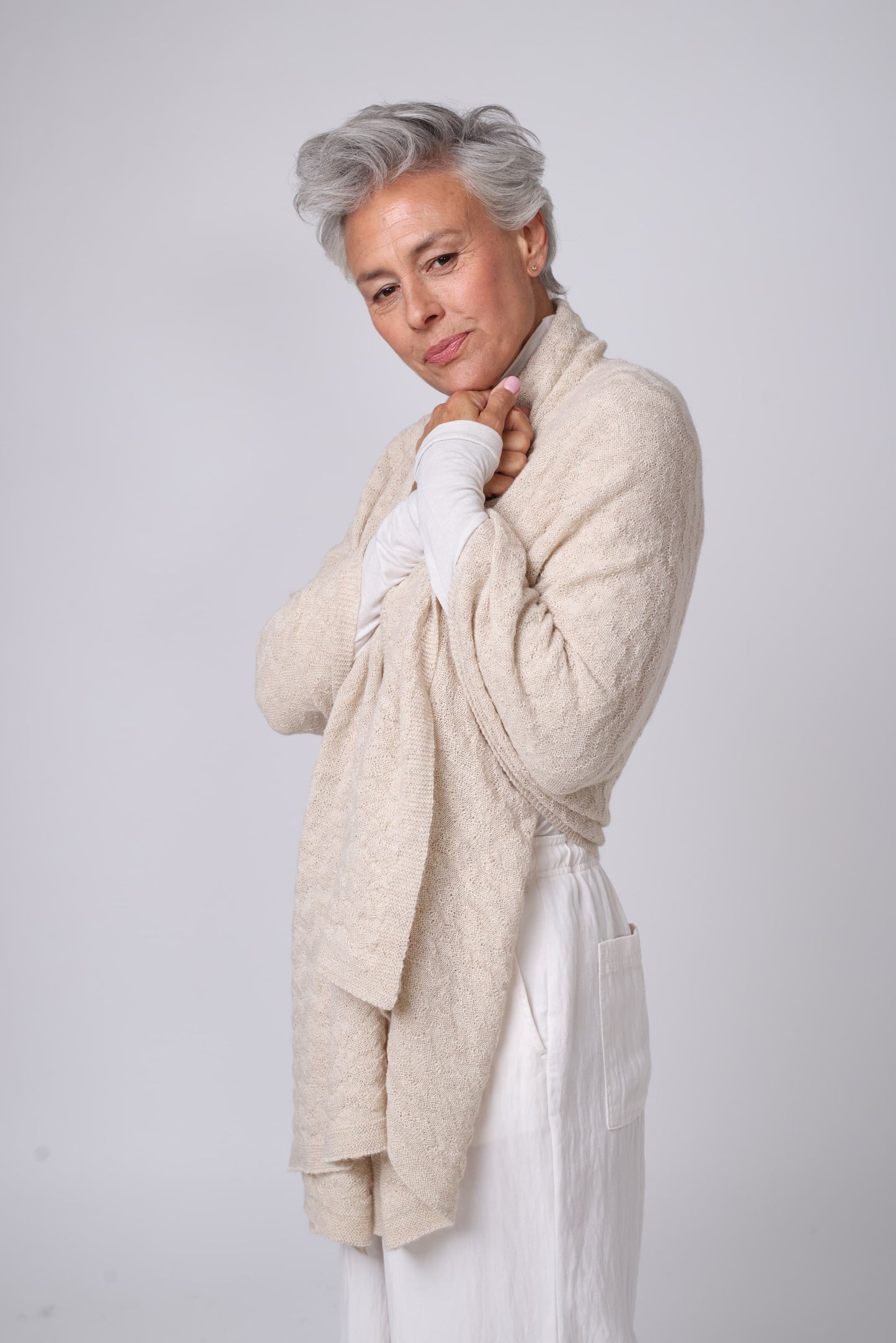 Alpaca Textured Wrap - Sand