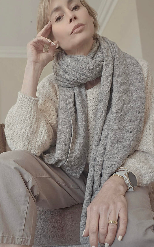 Alpaca Textured Wrap - Pebble