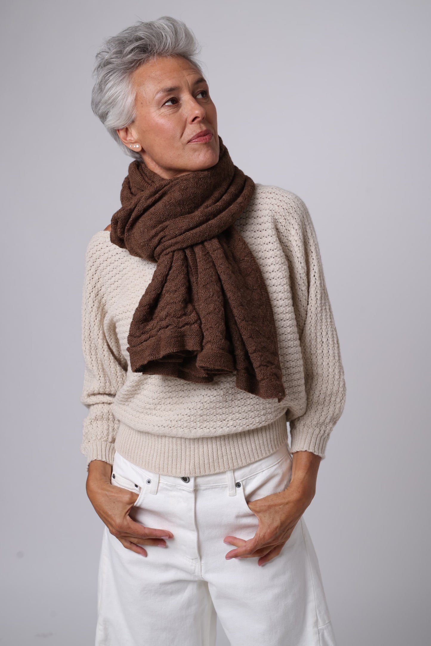 Alpaca Textured Wrap - Chestnut Light
